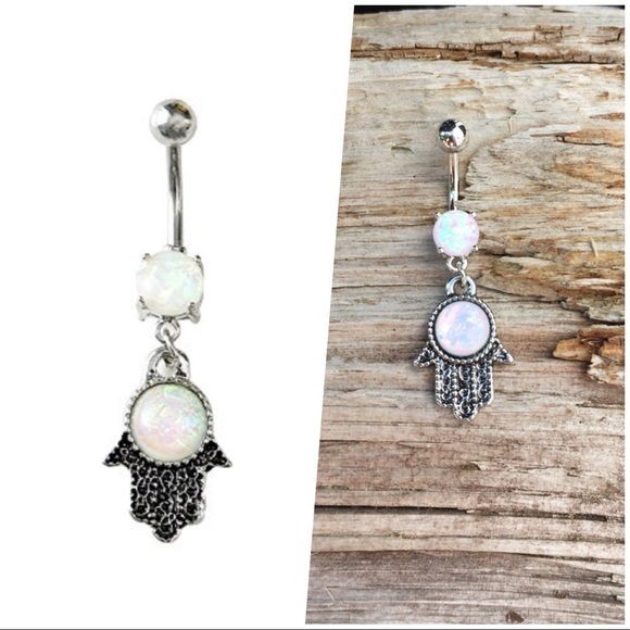 Beautiful Hamsa‎ Opal Belly Button Navel Ring - Picture 1 of 1